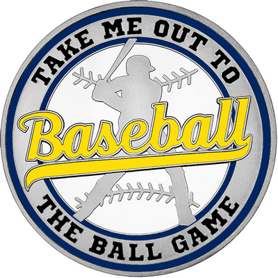 Yellow "Baseball" with Navy Blue Outer Circular Borders